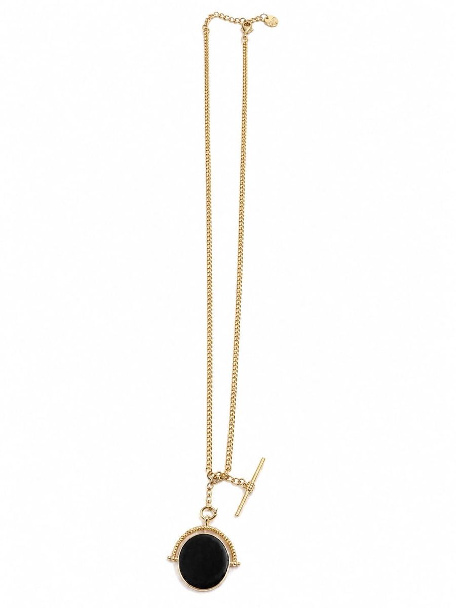 Onyx Gemstone T-Bar Necklace